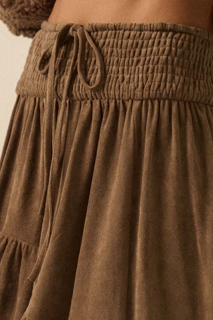 Faux Suede High-Low Skirt