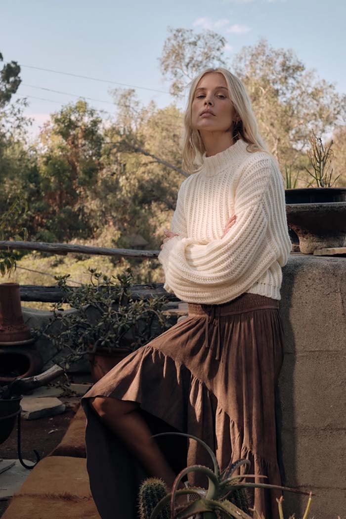 Faux Suede High-Low Skirt