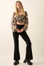 Floral Lace Flare Pants