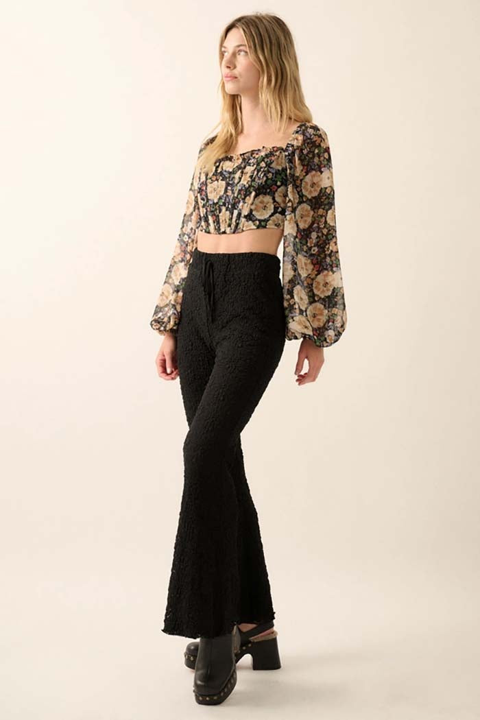 Floral Lace Flare Pants