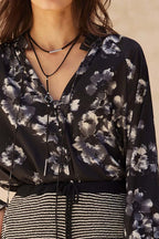 Floral Satin Ruffle Top