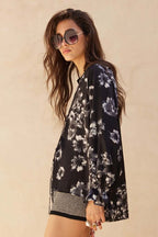 Floral Satin Ruffle Top