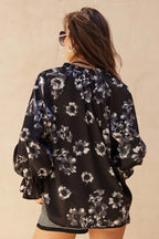 Floral Satin Ruffle Top