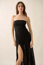 Lace Strapless Maxi Dress