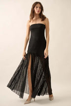Lace Strapless Maxi Dress
