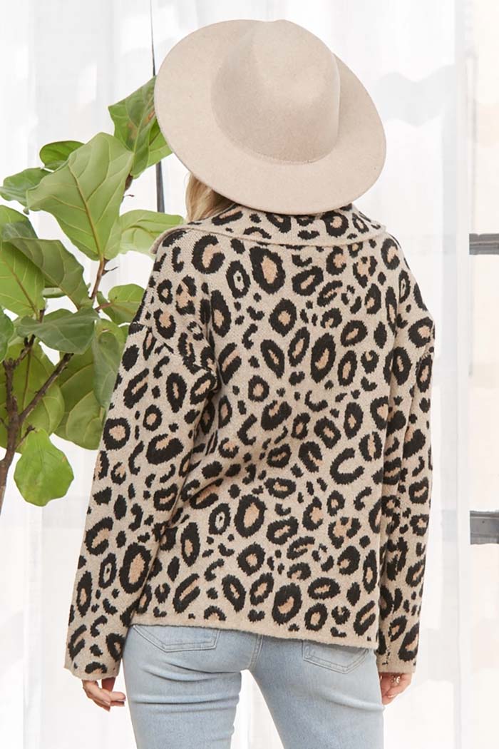 Leopard Button Down Knit Cardigan