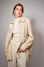 Fringe Trim Faux Leather Jacket