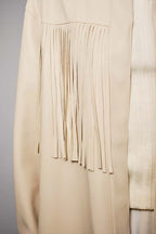 Fringe Trim Faux Leather Jacket