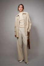Fringe Trim Faux Leather Jacket