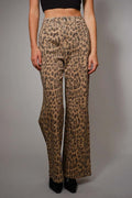 Washed Leopard Print Stud Pants