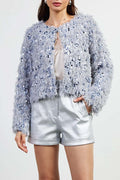 Feathered Sequin Cardigan
