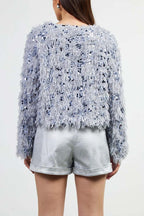 Feathered Sequin Cardigan