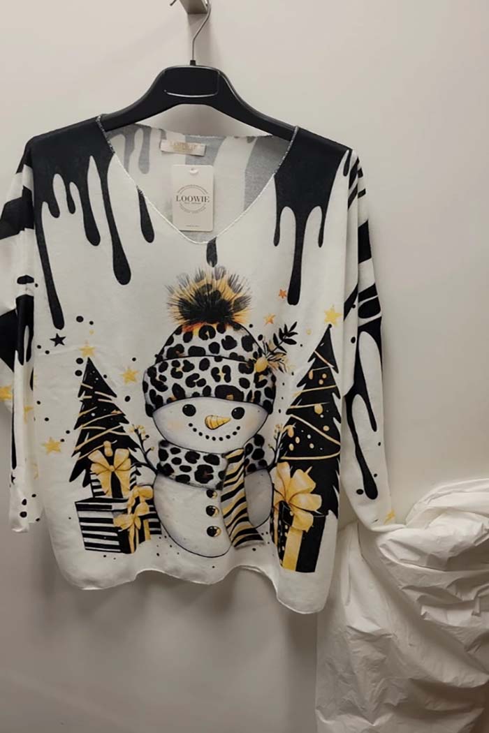 Italian Leopard Snowman Christmas Sweater