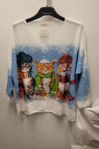 Italian Cozy Wise Cats Christmas Sweater