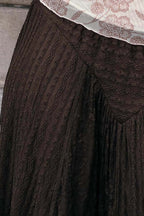 Striped Lace Curved-Hem Midi Skirt