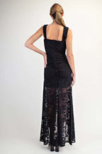Stretch Lace Hi-Low Midi Dress