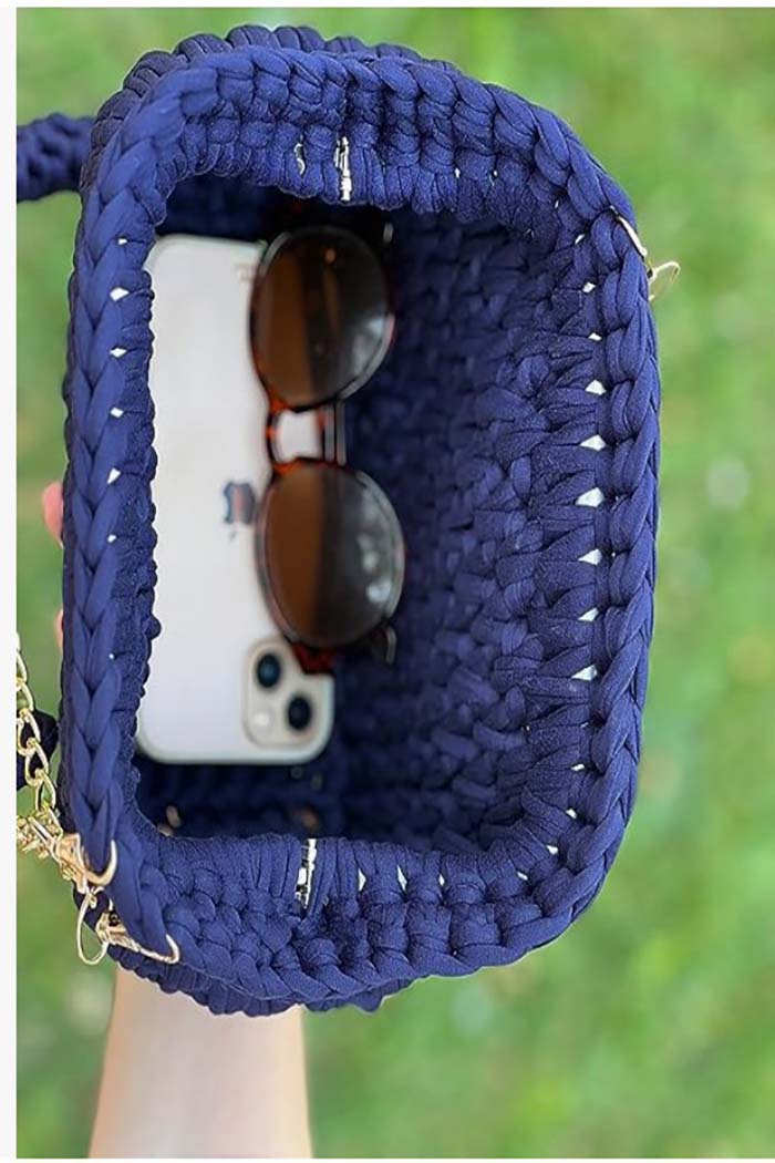 Handmade Crochet Heart Charm Bag