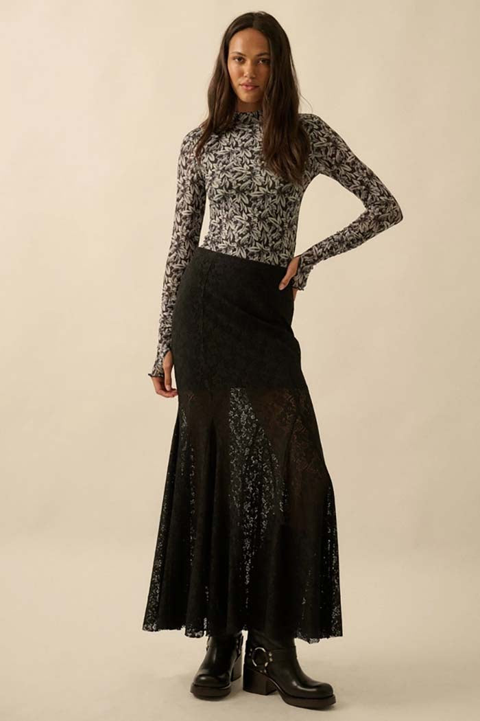 Crochet Lace Mermaid Maxi Skirt