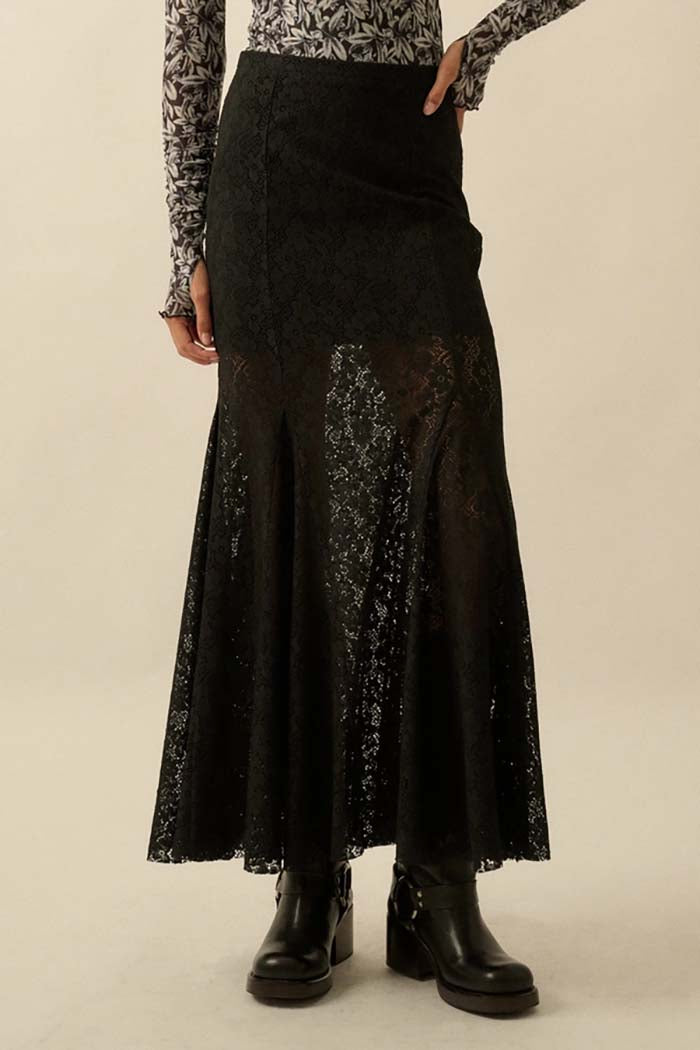 Crochet Lace Mermaid Maxi Skirt