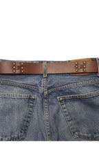 Studded Leather Belt with Heart Buckle