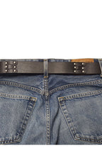 Studded Leather Belt with Heart Buckle