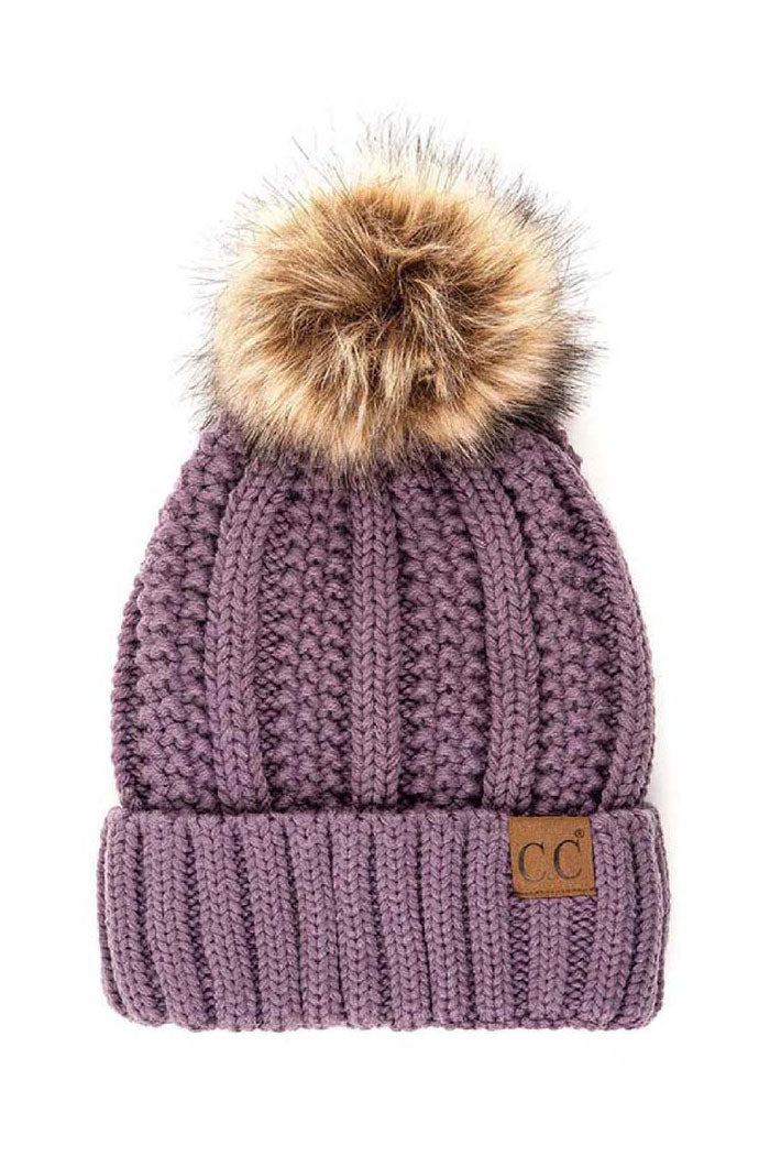 C.C. Bold Faux Fur Accented Beanie