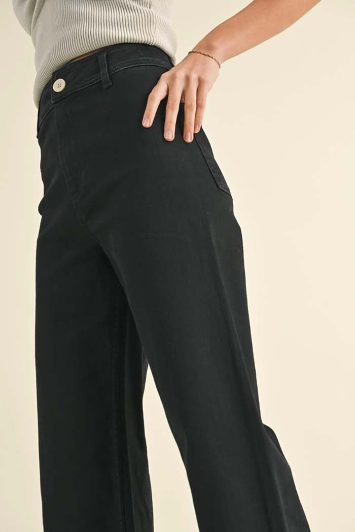 Indigo Denim Straight Wide Leg Pants