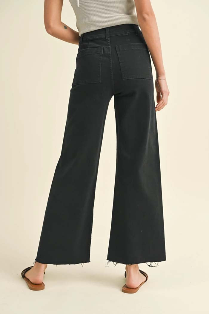 Indigo Denim Straight Wide Leg Pants