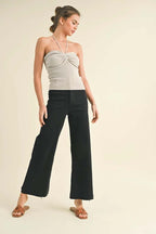Indigo Denim Straight Wide Leg Pants