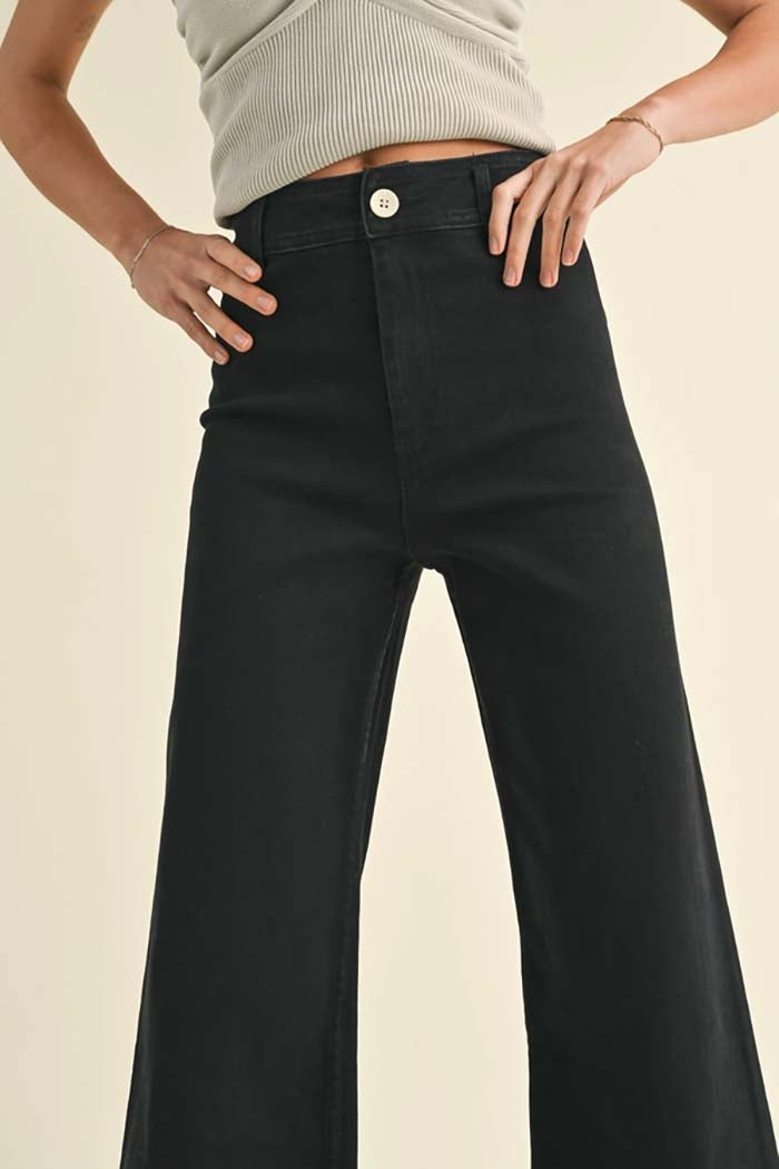 Indigo Denim Straight Wide Leg Pants
