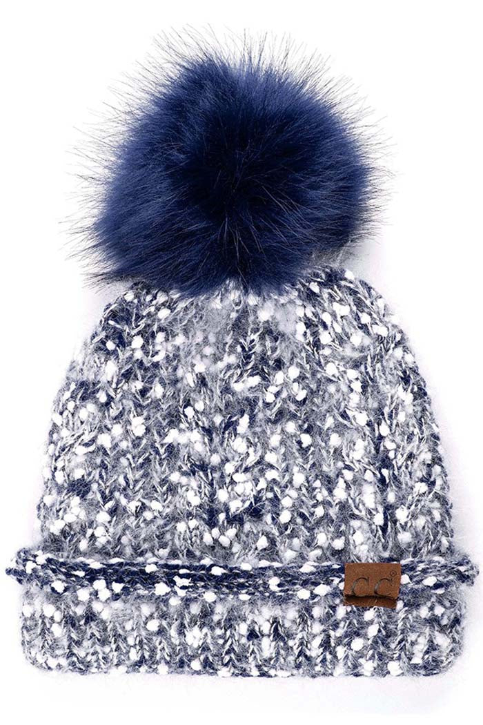 C.C Eyelash Confetti Yarn Pom Beanie