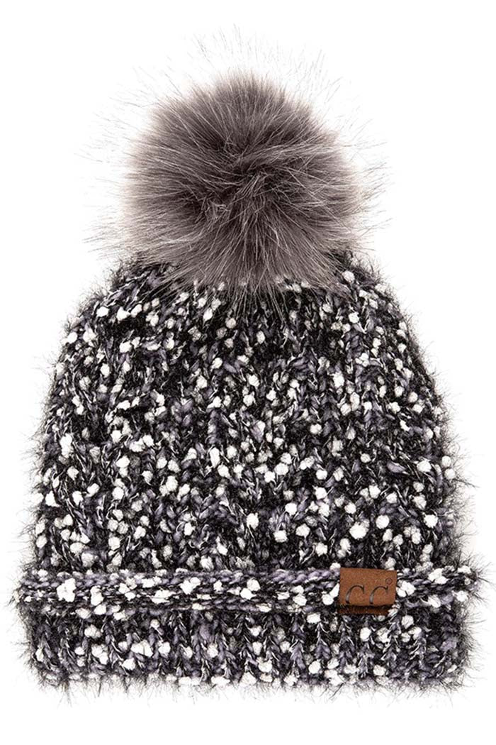 C.C Eyelash Confetti Yarn Pom Beanie