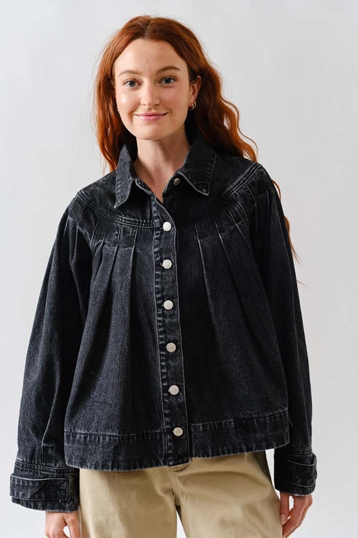 Pleated Denim Jacket