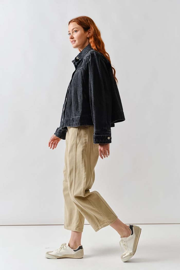 Pleated Denim Jacket