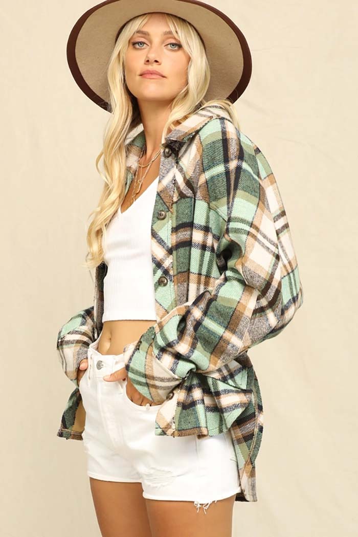 Plaid Oversized Draped Shacket