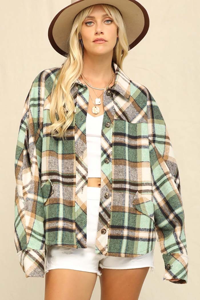 Plaid Oversized Draped Shacket