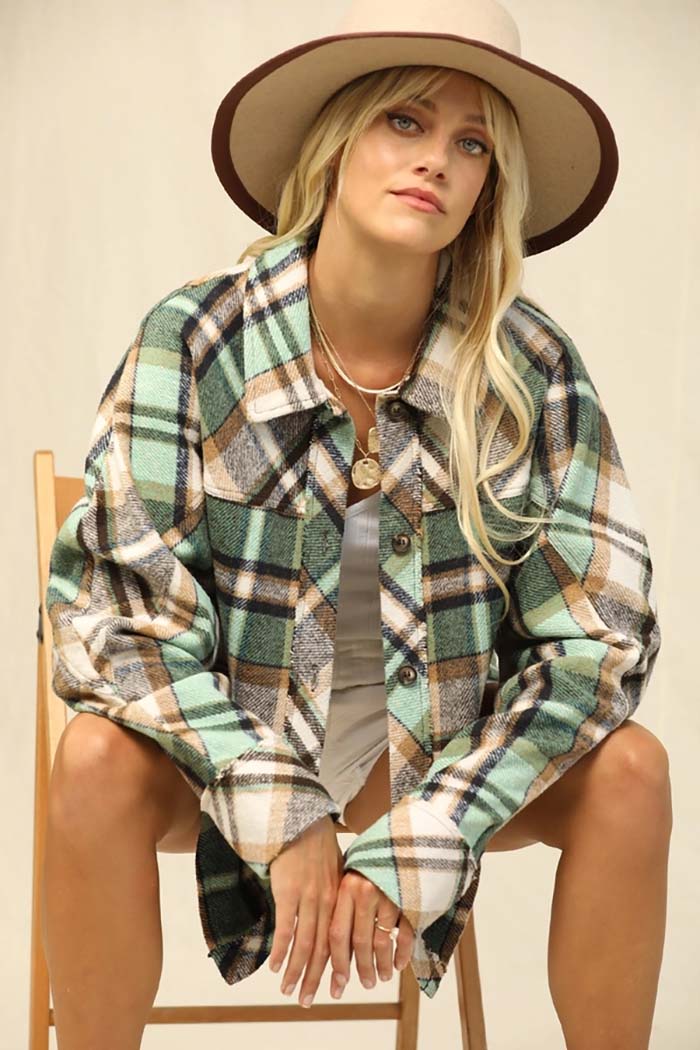 Plaid Oversized Draped Shacket