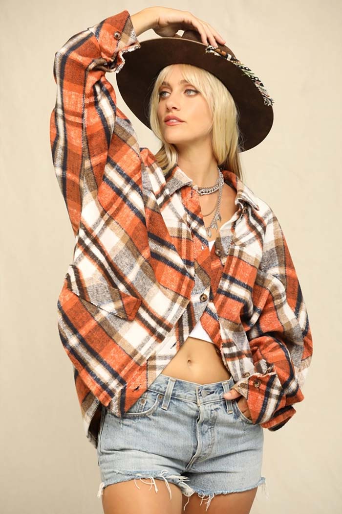 Plaid Oversized Draped Shacket