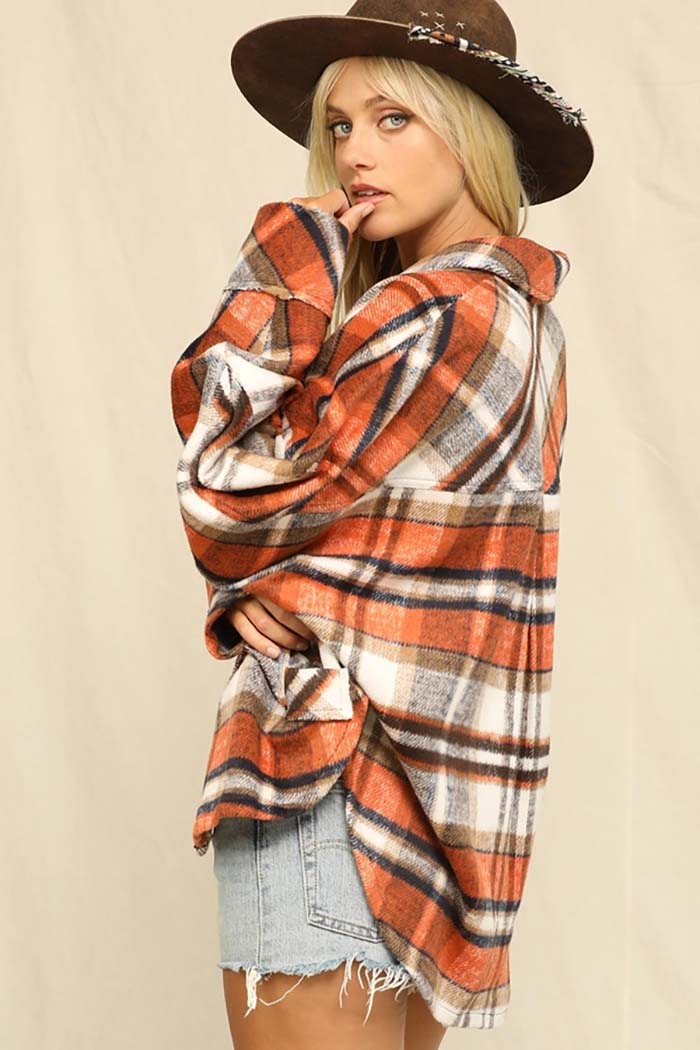 Plaid Oversized Draped Shacket