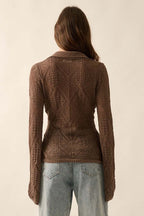 Pointelle Bell-Sleeve Cardigan