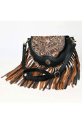 Western Tooled Leather Fringe Crossbody