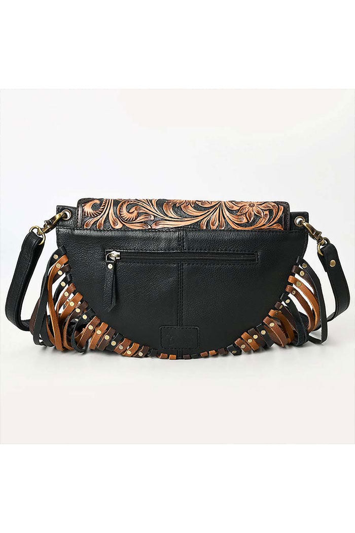 Western Tooled Leather Fringe Crossbody