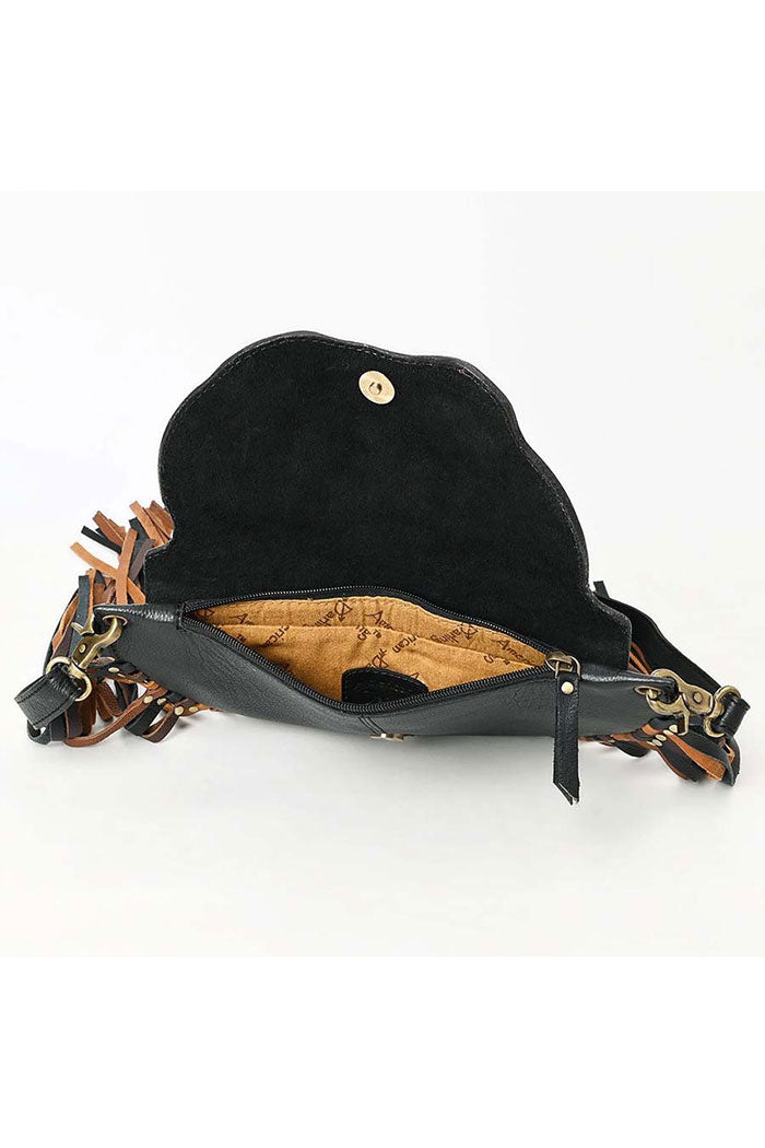 Western Tooled Leather Fringe Crossbody
