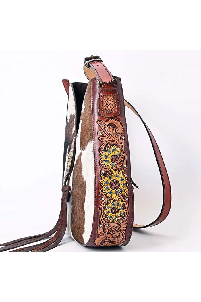 Hobo Sunflower Hair-On Leather Bag
