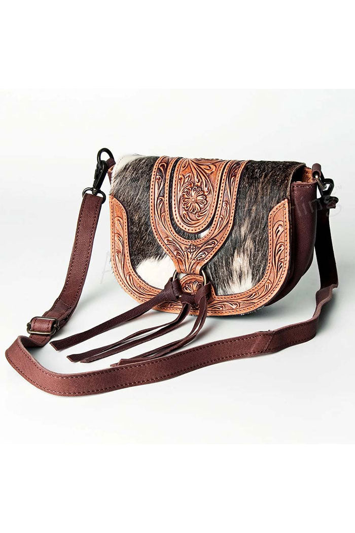 Western Tooled Cowhide Mini Crossbody