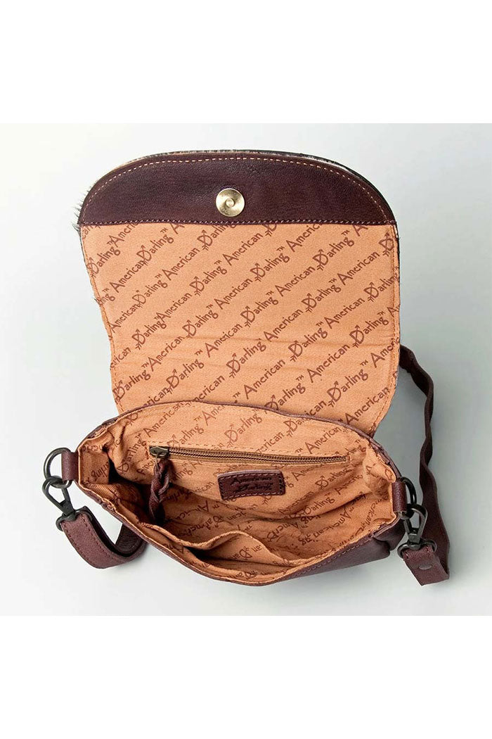 Western Tooled Cowhide Mini Crossbody
