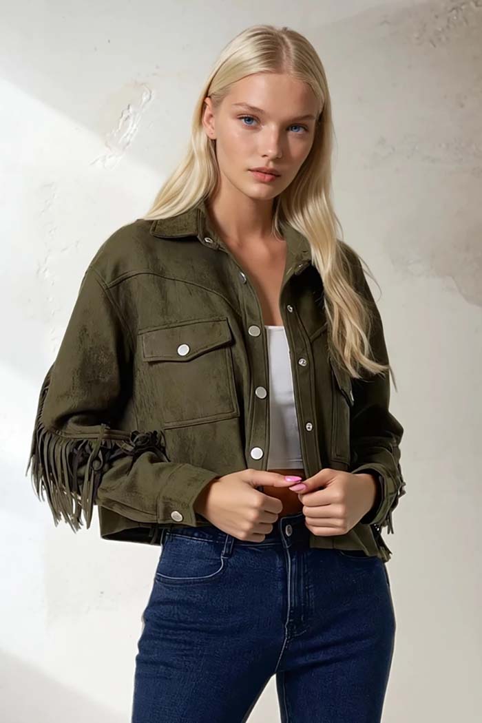 Boho Western Fringe Suede Jacket