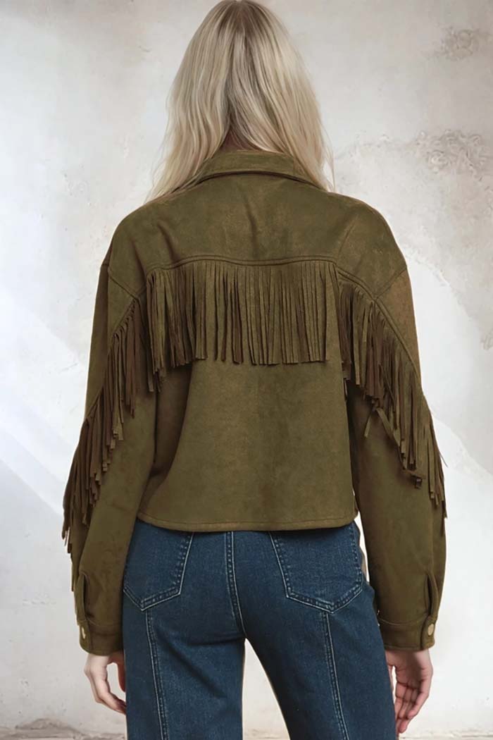 Boho Western Fringe Suede Jacket