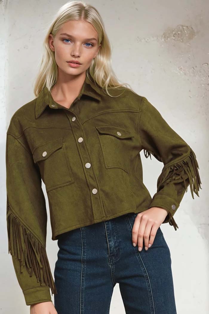 Boho Western Fringe Suede Jacket