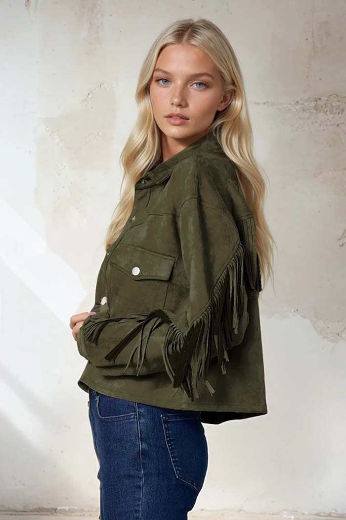 Boho Western Fringe Suede Jacket